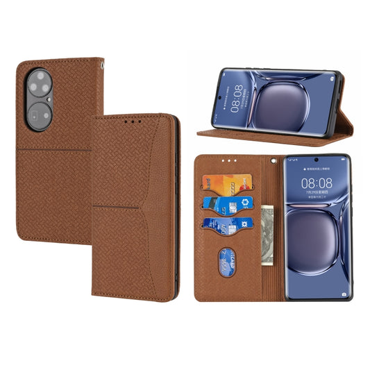Brown PU leather magnetic flip phone case with card slots and wallet, horizontal flip