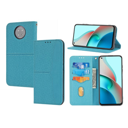 Blue magnetic PU leather flip phone case with card slots, wallet-style cover and stand