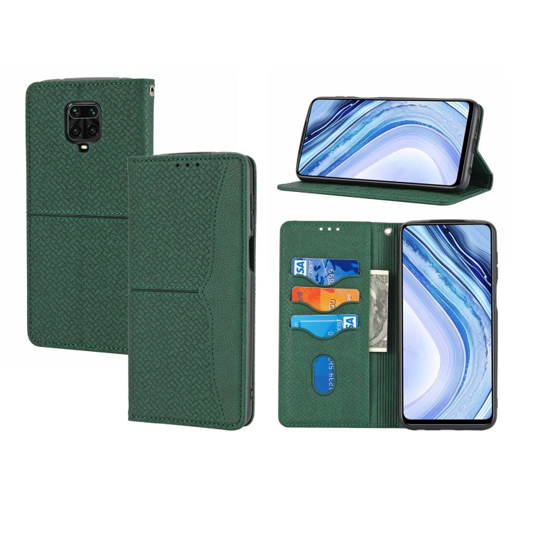 Green magnetic PU leather wallet phone case with card slots, flip cover opened