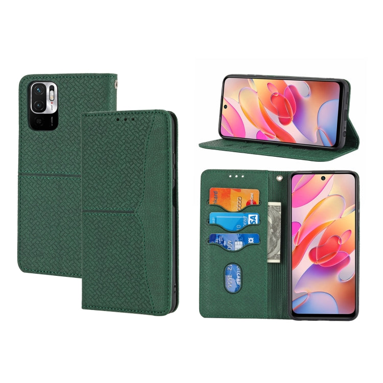 Dark green magnetic PU leather phone case with card slots and flip cover, front and back