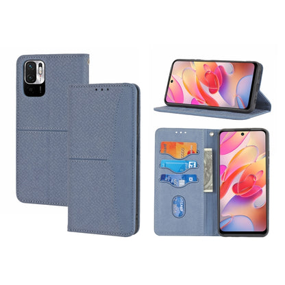 Blue-gray PU leather magnetic flip case with card slots and holder pocket