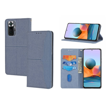 Blue-gray magnetic flip PU leather case with card slots and fold-out viewing stand