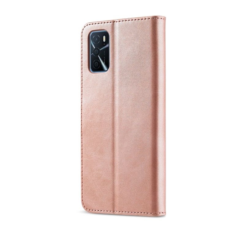 Rose gold leather wallet flip case with camera cutout