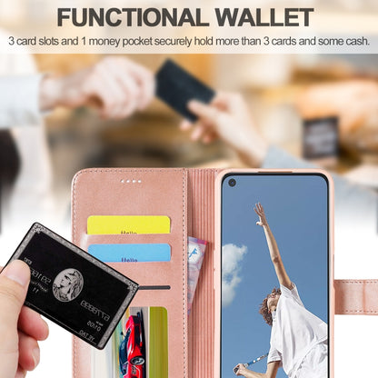 Rose gold wallet phone case with card slots and money pocket