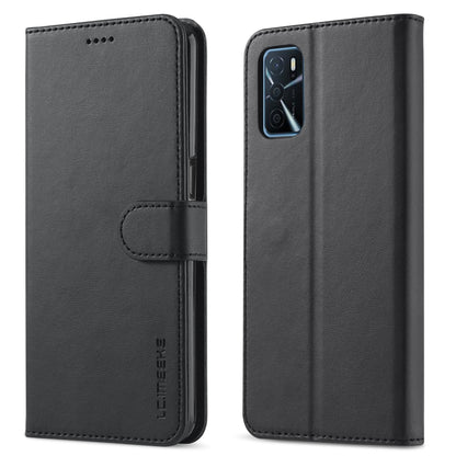 Black leather flip case for OPPO A16 with card slots and camera cutout
