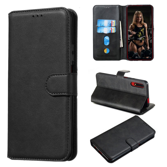 Black PU leather flip phone wallet case with card slots and folding stand