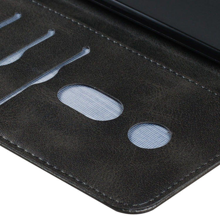 Black PU leather card holder pocket with stitched oval slot