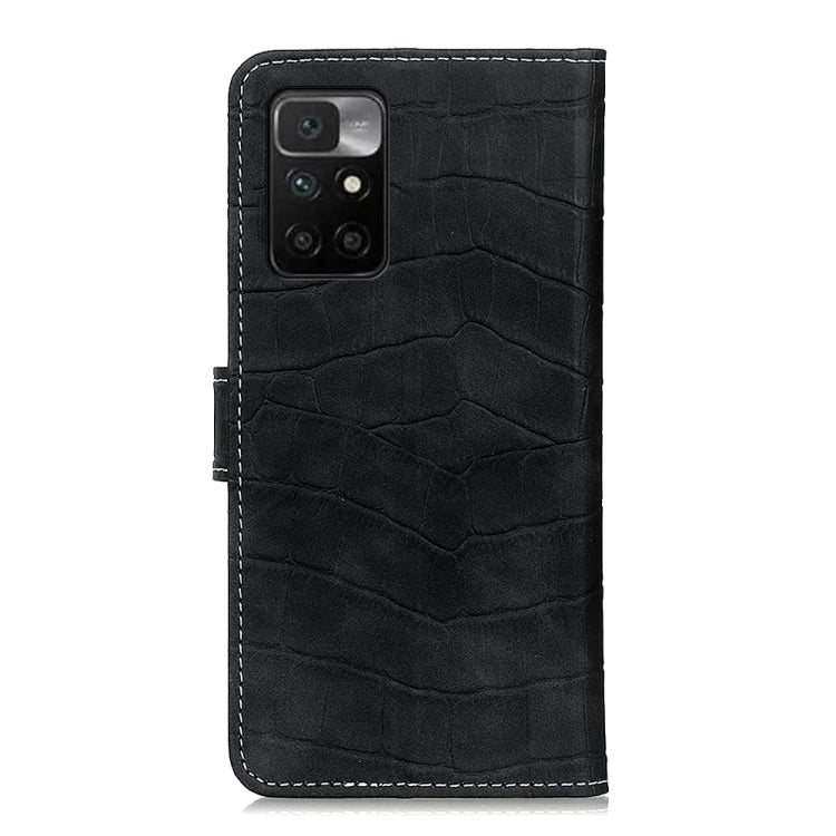 Black crocodile-texture leather phone case with camera cutout and stitched edges