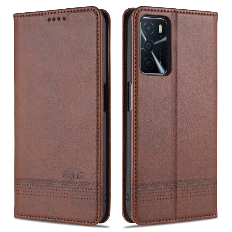 Dark brown magnetic flip leather phone wallet case with card slots and holder