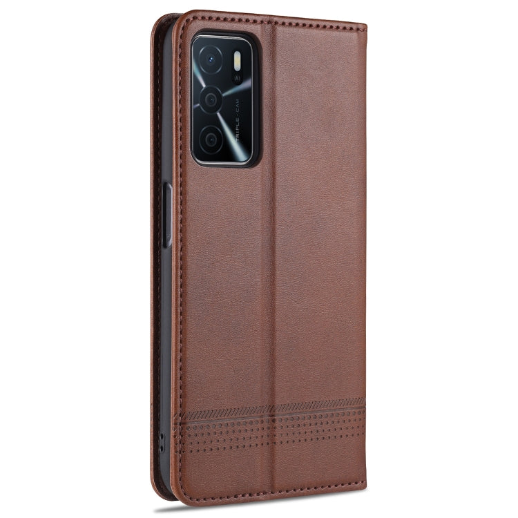 Dark brown magnetic flip leather phone wallet case with card slots and holder