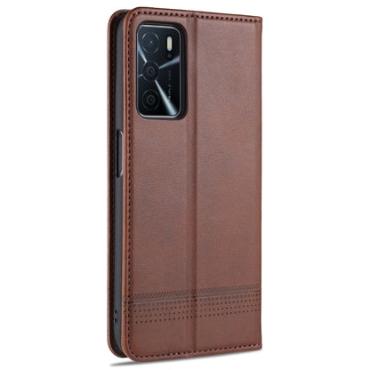 Dark brown magnetic flip leather phone wallet case with card slots and holder
