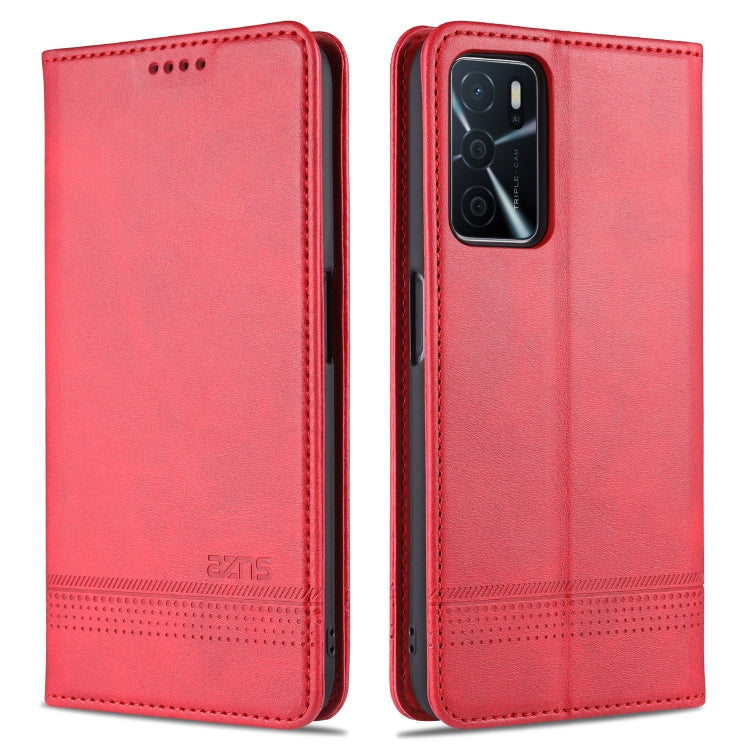 Red magnetic flip leather phone wallet case with card slots and holder
