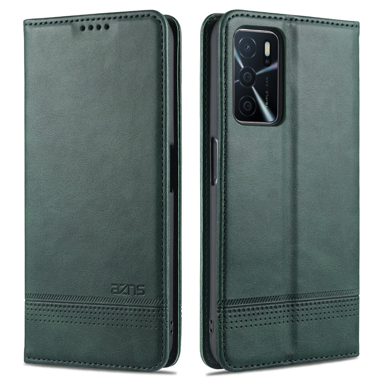 Dark green magnetic flip leather phone wallet case with card slots and holder