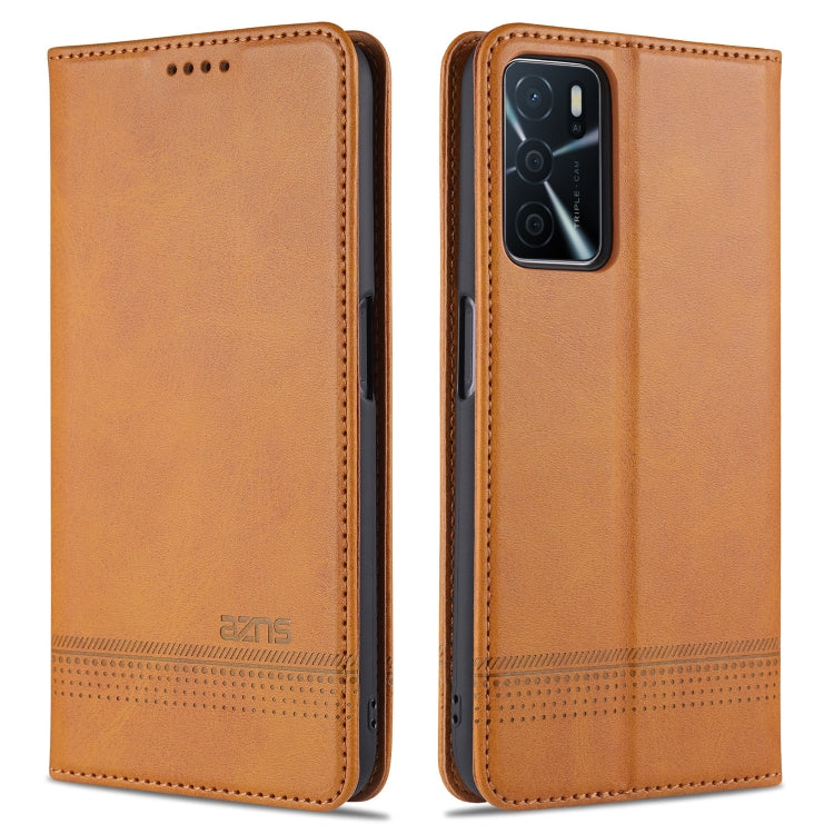 Light brown magnetic flip leather case with card slots, camera cutout