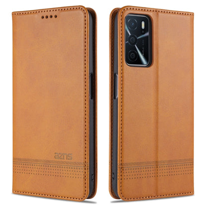 Light brown magnetic flip leather case with card slots, camera cutout