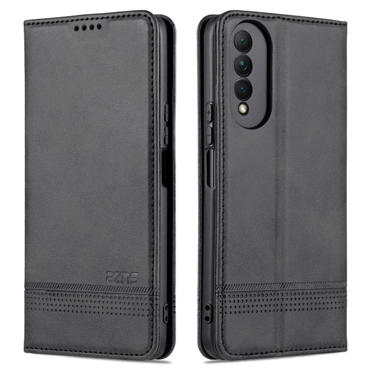 Black magnetic flip leather case with card slots and camera cutout