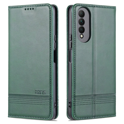 Dark green magnetic flip leather case with card slots and camera cutout