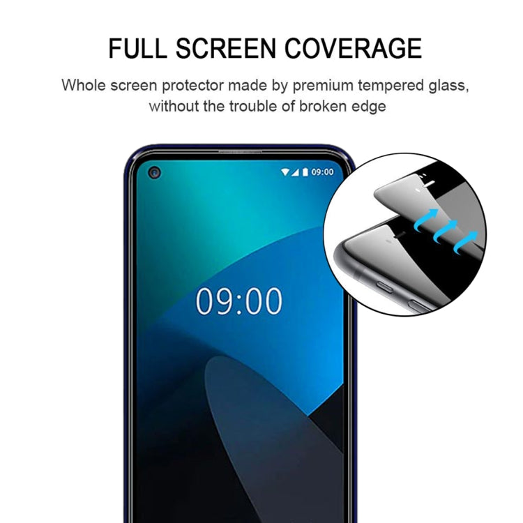 Tempered glass screen protector covering a smartphone display, full-screen fit