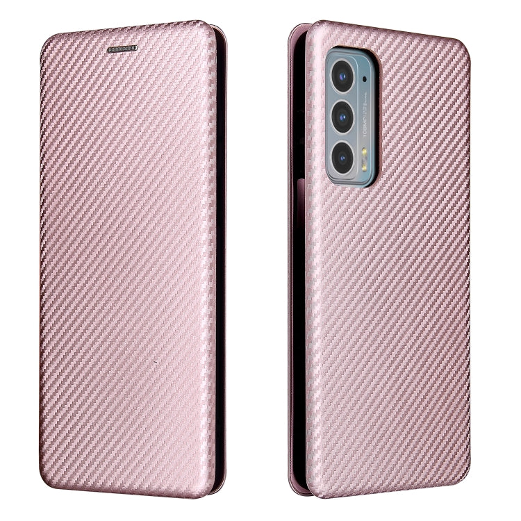 Pink carbon fiber texture flip phone case with cutouts and slim protective profile