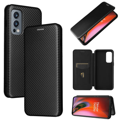 Carbon fiber texture magnetic flip phone case with card slot, black
