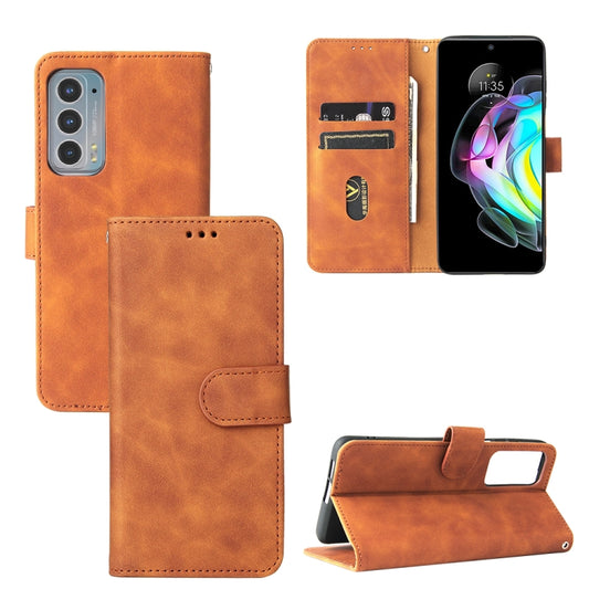 Brown PU leather flip phone case with magnetic buckle and card slots, for a phone