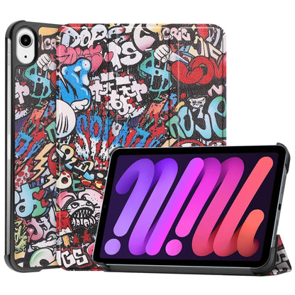 Graffiti 3-fold tablet case with front cover and screen stand, tablet shown