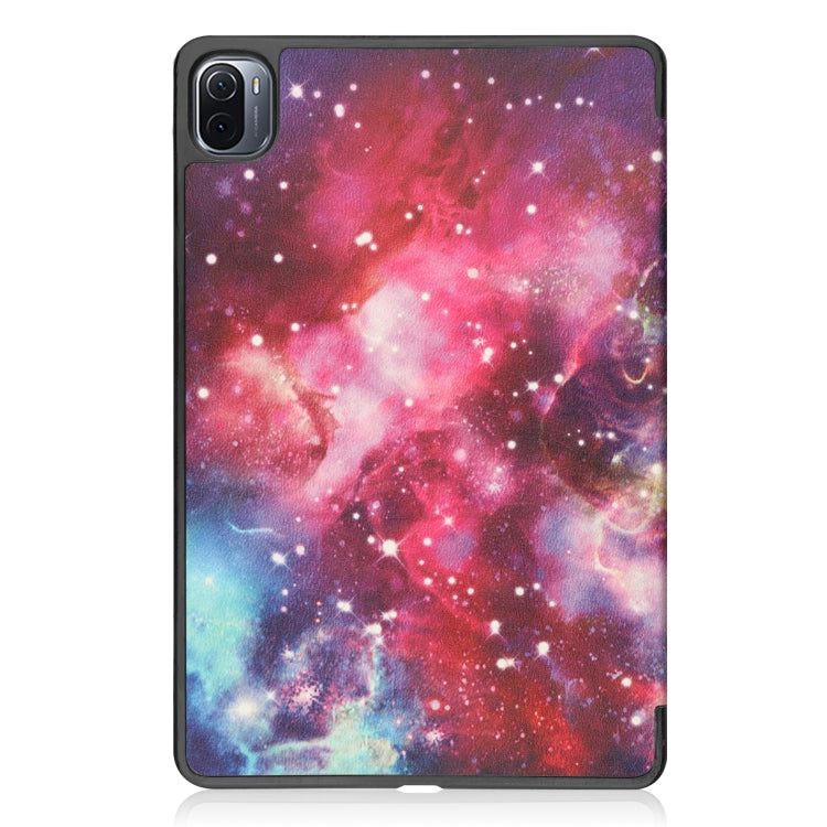 PU leather tablet case with galaxy nebula print, slim protective cover