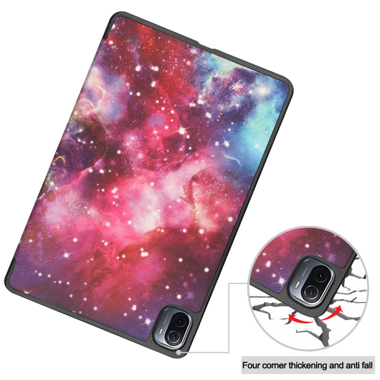 PU leather tablet case with galaxy nebula print and corner reinforcement