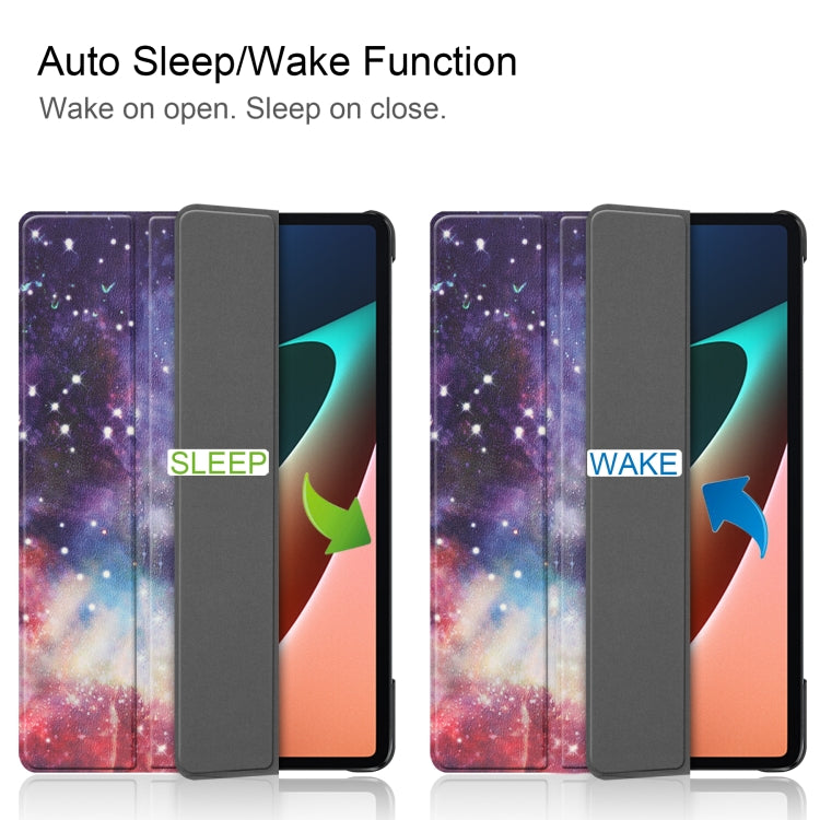 PU leather folio tablet case showing auto sleep/wake cover open and closed