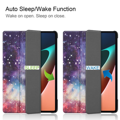 PU leather folio tablet case showing auto sleep/wake cover open and closed
