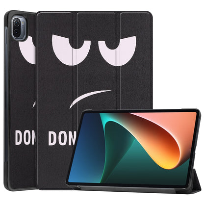 PU leather tablet case with black and white graphic design and fold stand