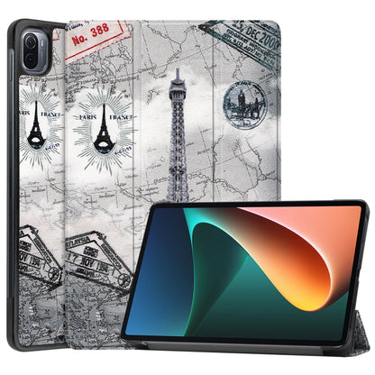 PU leather tablet case with vintage world map print and 3-fold stand