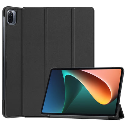 Black horizontal flip leather case with three-fold stand for Xiaomi Pad 5