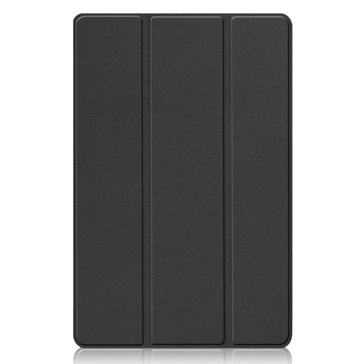 Black three-panel folio cover case with textured leather finish