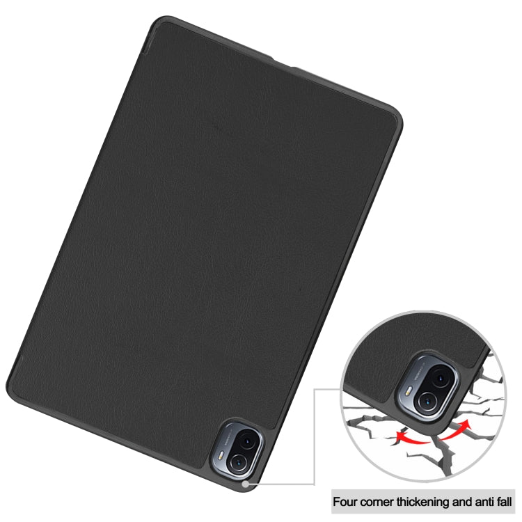 Black textured folio case with corner protection and camera openings