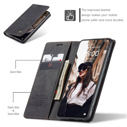 Black leather flip phone case with card slot and cash slot, built-in wallet