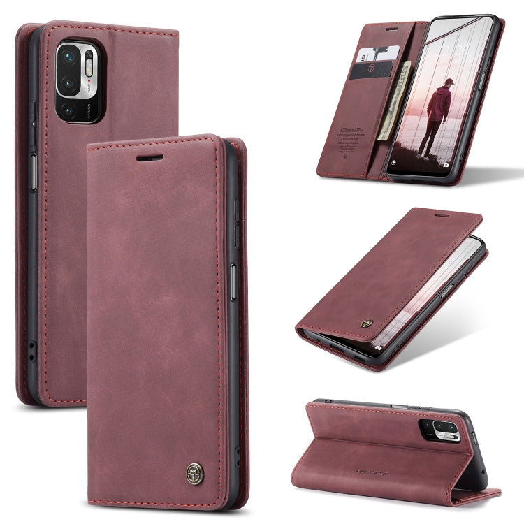Burgundy leather-look horizontal flip phone wallet case with card slot and stand