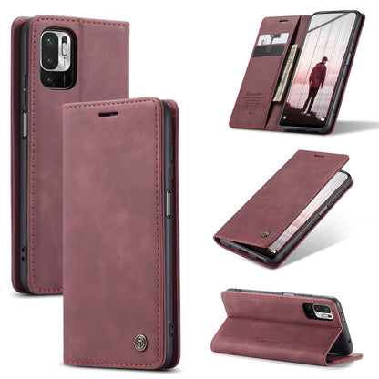 Burgundy leather-look horizontal flip phone wallet case with card slot and stand