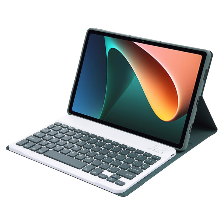 Dark green tablet keyboard case with Bluetooth keyboard and fold stand for Xiaomi Pad 5/5 Pro