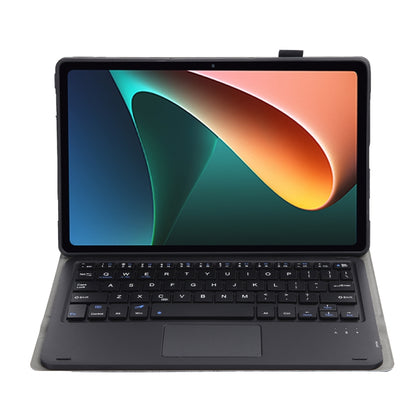 Tablet keyboard case with touchpad, detachable design, open view, black