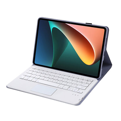 Tablet keyboard case with touchpad, detachable keyboard, light keys with dark body