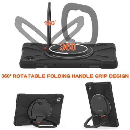 Black case showing 360° rotating folding handle and side grip stand