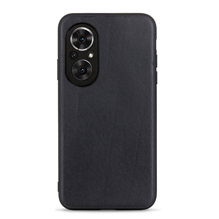 Black leather-texture phone case, full-coverage back with dual camera cutout