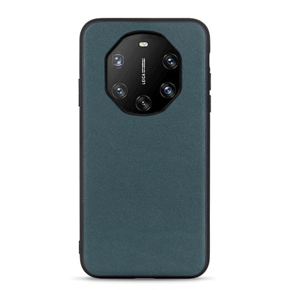 Teal leather shockproof phone case with large back camera opening and raised edges