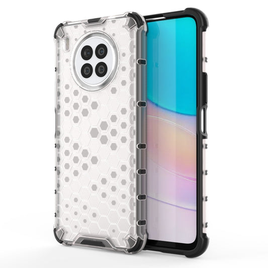 White shockproof honeycomb phone case with TPU bumper, raised corners and camera cutouts.