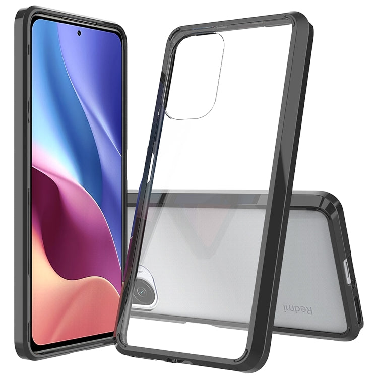 Black TPU protective phone case with clear back and raised edges