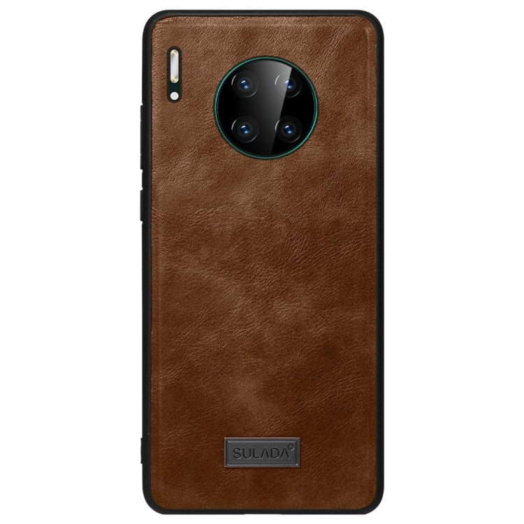 Brown handmade leather protective phone case with shockproof TPU and camera cutout