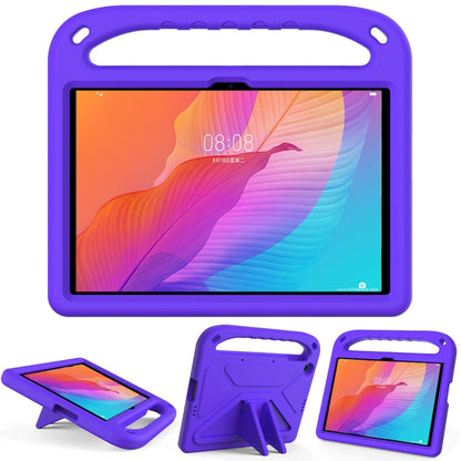 Purple EVA tablet protective case with top handle and triangle kickstand holder