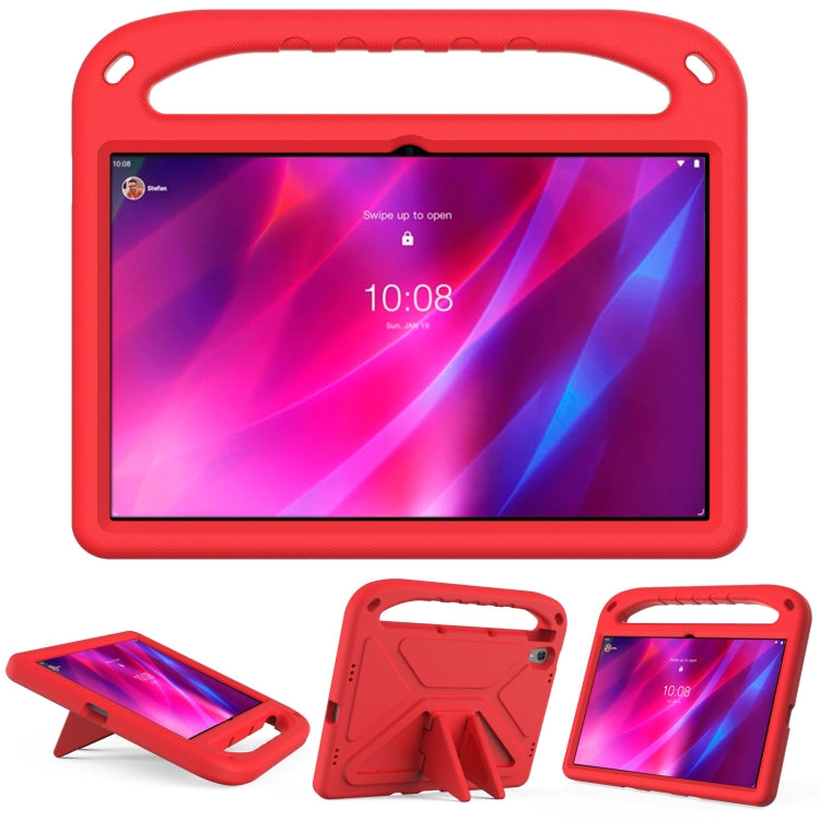 Red EVA tablet protective case with top handle and triangle kickstand holder