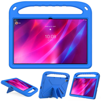 Blue EVA tablet protective case with top handle and triangle kickstand holder